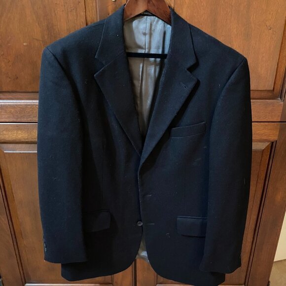 Oscar De La Renta Mens Blazer 42R Black Wool Blend Three-Button Formal Workwear - Picture 12 of 12